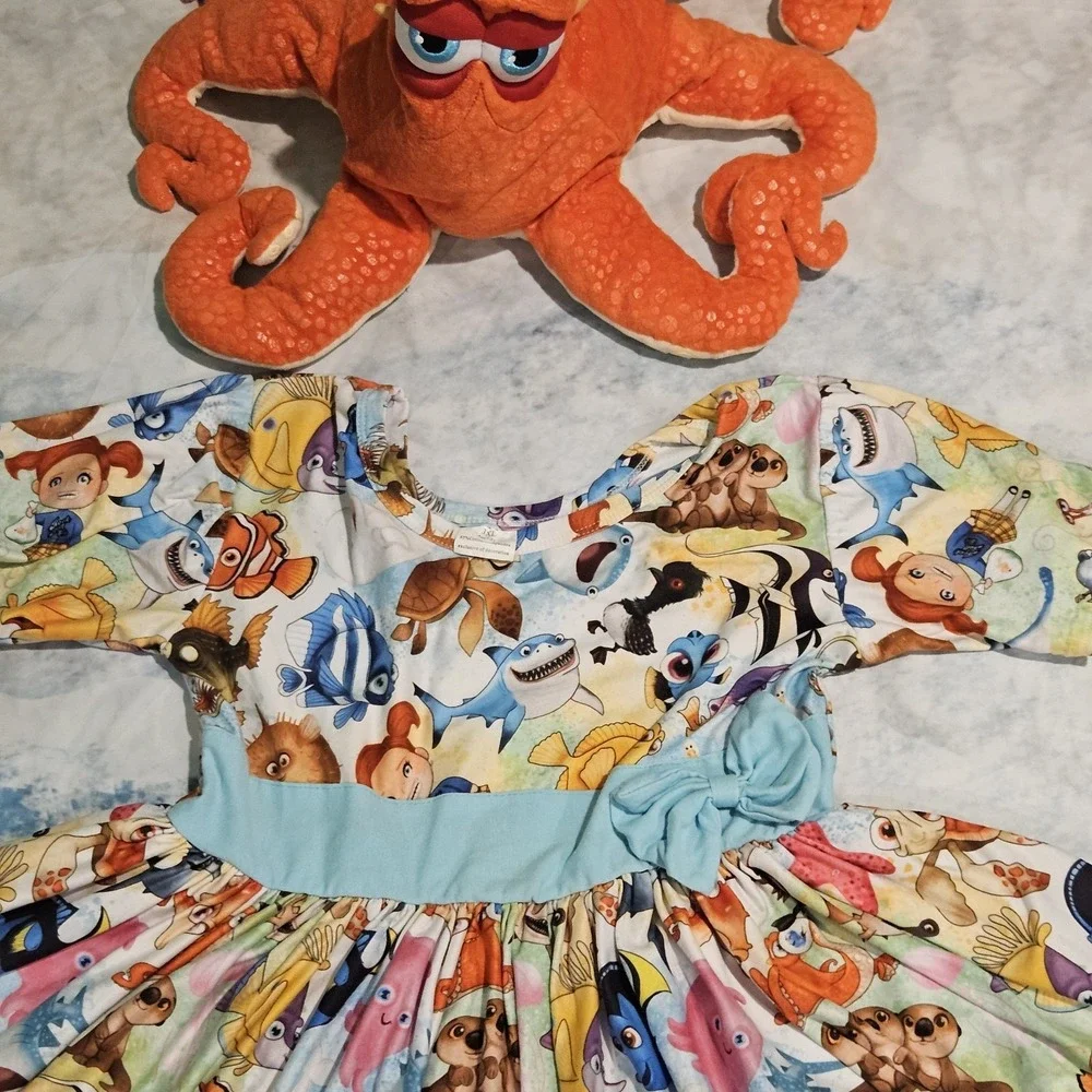 Under The Sea Milksilk Twirl Dress Girls Size 7/8‎ Ocean Sea Life